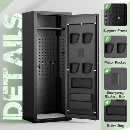 10 Rifle Fireproof Gun Safe with 4 Pistol Pouches and Top Shelf with Password Lock