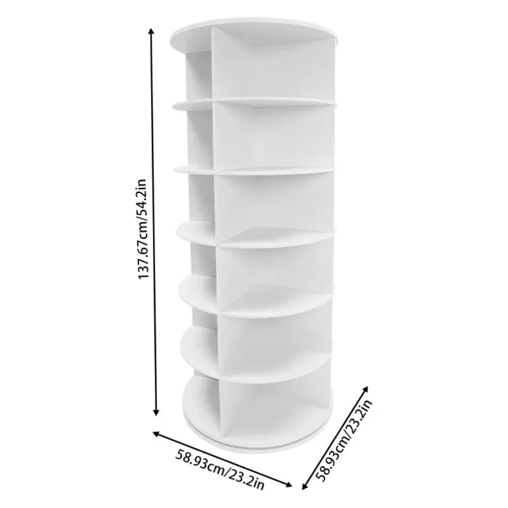 6-Tier Rotating Shoe Rack, 360° Spinning Storage Organizer for 24-28 Pairs.