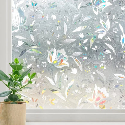 Rainbow Tulip Sun Blocking Decorative Stained Glass Window Film