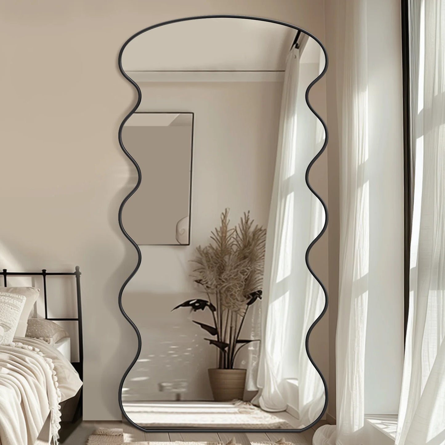 76"x34" Full Length Wavy Mirror with Stand