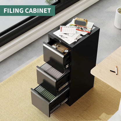 3 Drawer Metal Lateral File Cabinet with Lock & Keys