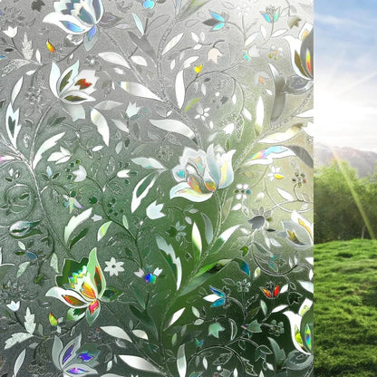 Rainbow Tulip Sun Blocking Decorative Stained Glass Window Film