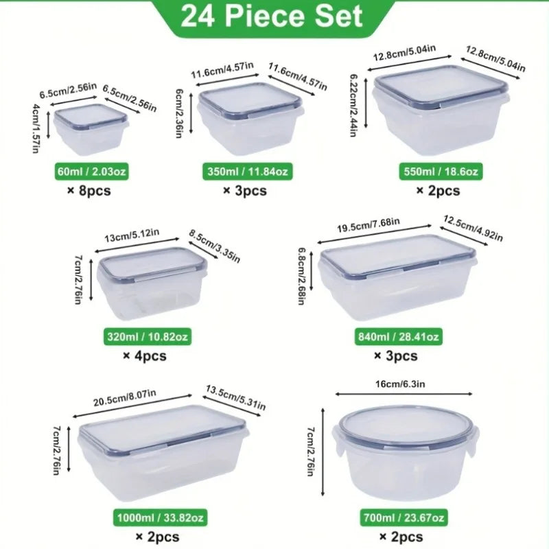 48Pcs Food Storage Set - 24 Airtight Containers & Lids with Labels