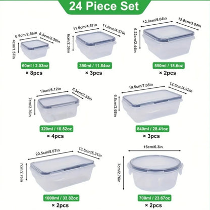 48Pcs Food Storage Set - 24 Airtight Containers & Lids with Labels