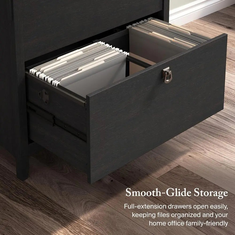 Vintage Black 2-Drawer File Cabinet