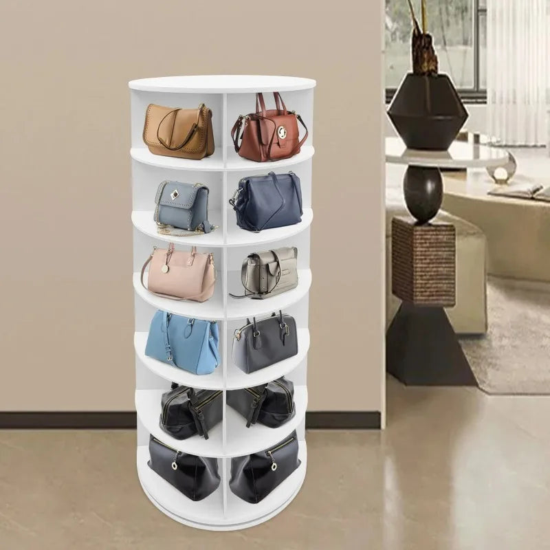 6-Tier Rotating Shoe Rack, 360° Spinning Storage Organizer for 24-28 Pairs.