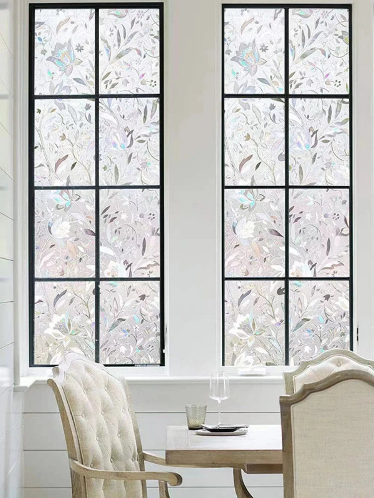 Rainbow Tulip Sun Blocking Decorative Stained Glass Window Film