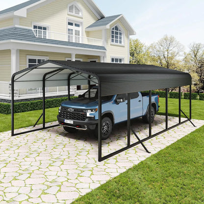 15x25 FT Heavy Duty Metal Carport with Galvanized Steel Roof