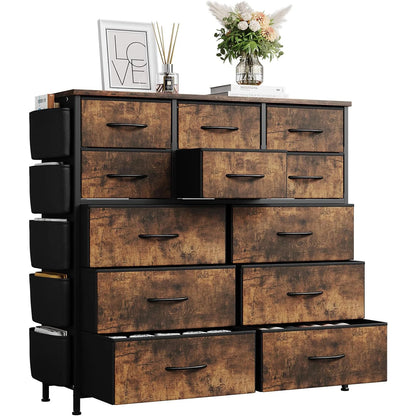 12 Drawers Tall Dresser, Chest of Drawers Storage Organizer