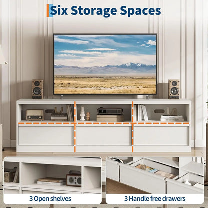 Modern TV Stand with Open Shelving & Storage Drawer