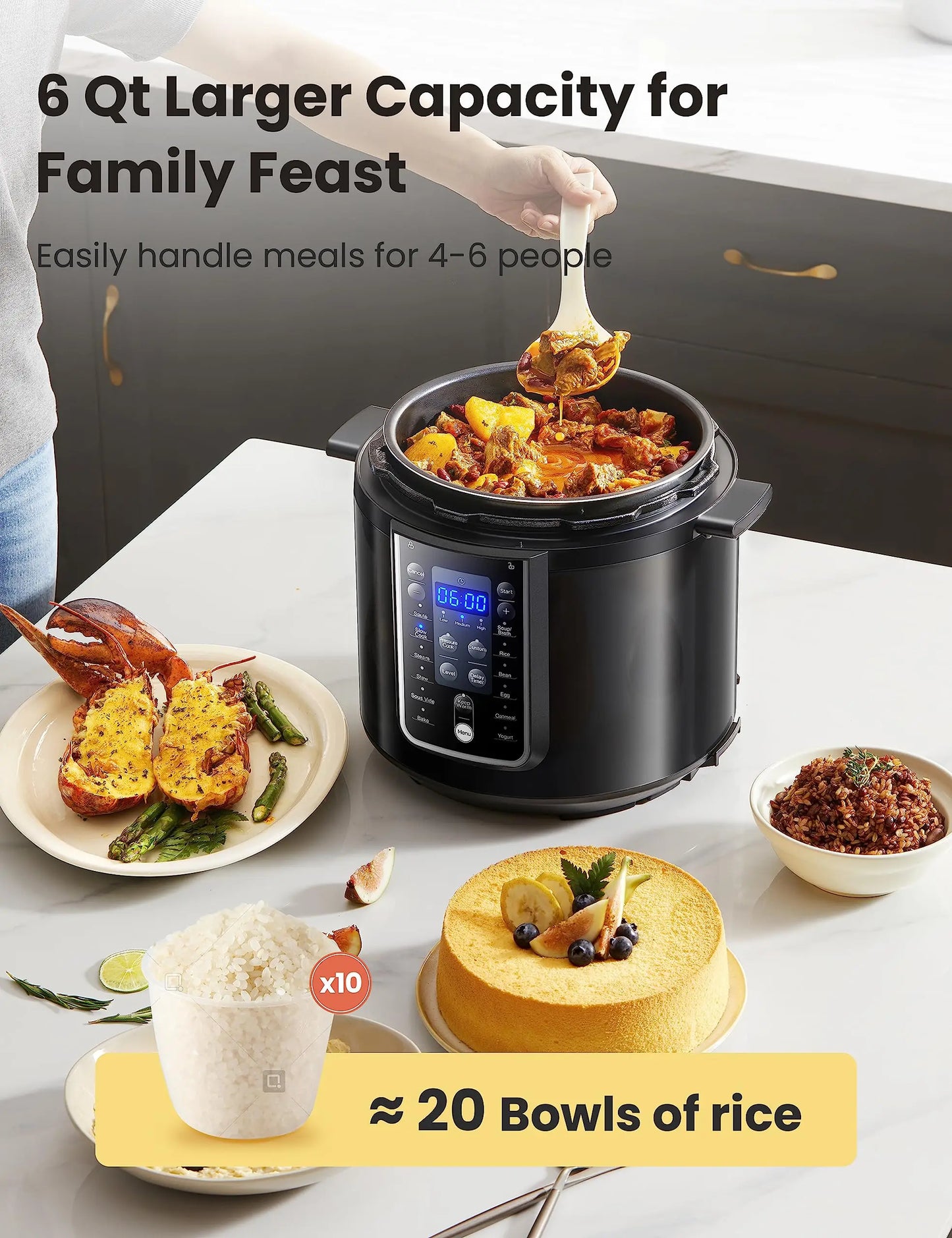 9-in-1 Electric Multi Cooker / Pressure Cooker with13 Presets
