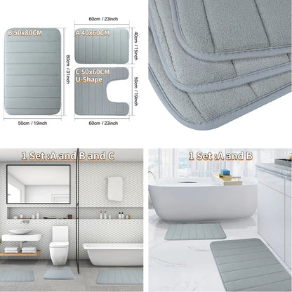 Super Absorbent Bathmat Memory Foam Carpet Non-Slip Bathroom Rug