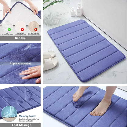 Super Absorbent Bathmat Memory Foam Carpet Non-Slip Bathroom Rug