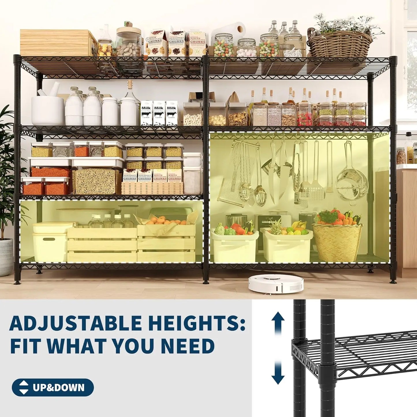 Heavy Duty Adjustable Metal Storage Shelves 5 Tier Organization.