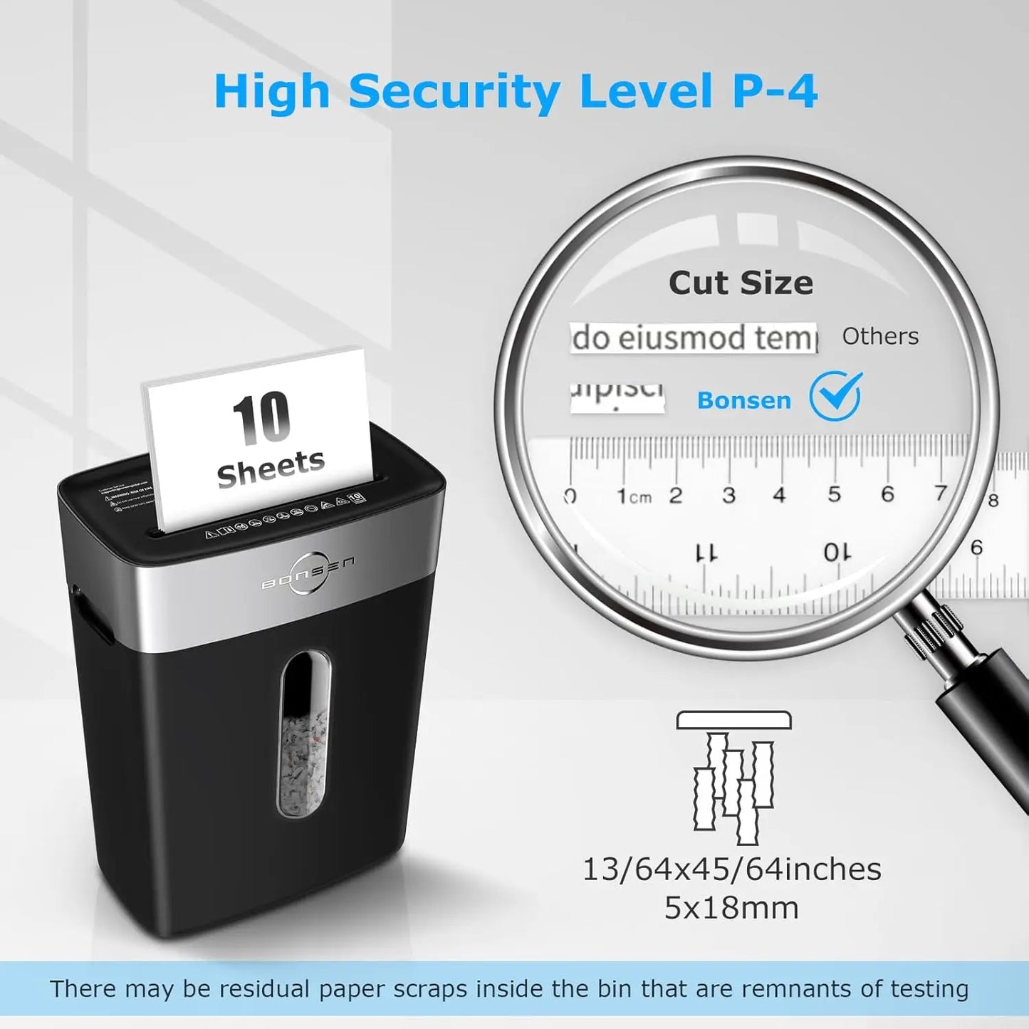 BONSEN 10-Sheet Cross-Cut Home Office Shredder P-4 Security suit for Credit Card, 4-Gal Bin