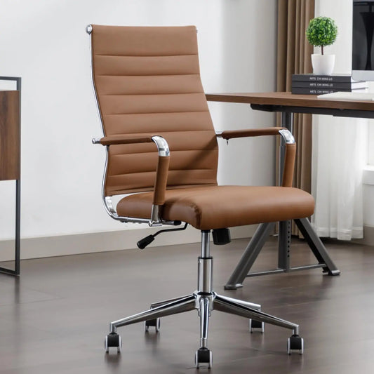 Leather Office Desk / Conference Room Chairs with Wheels, Executive Modern High Back