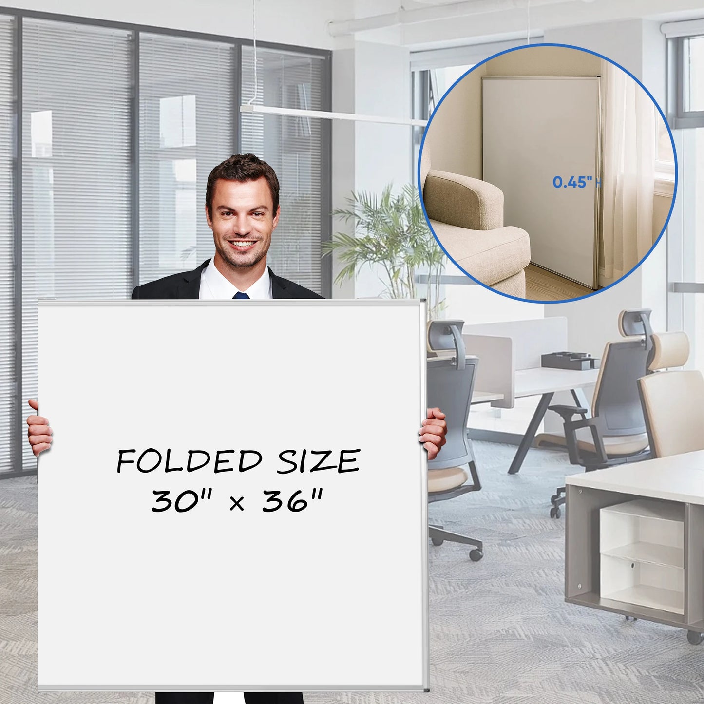 Foldable Double-Sided Whiteboard 60x36 Inch, Magnetic Dry Erase Board