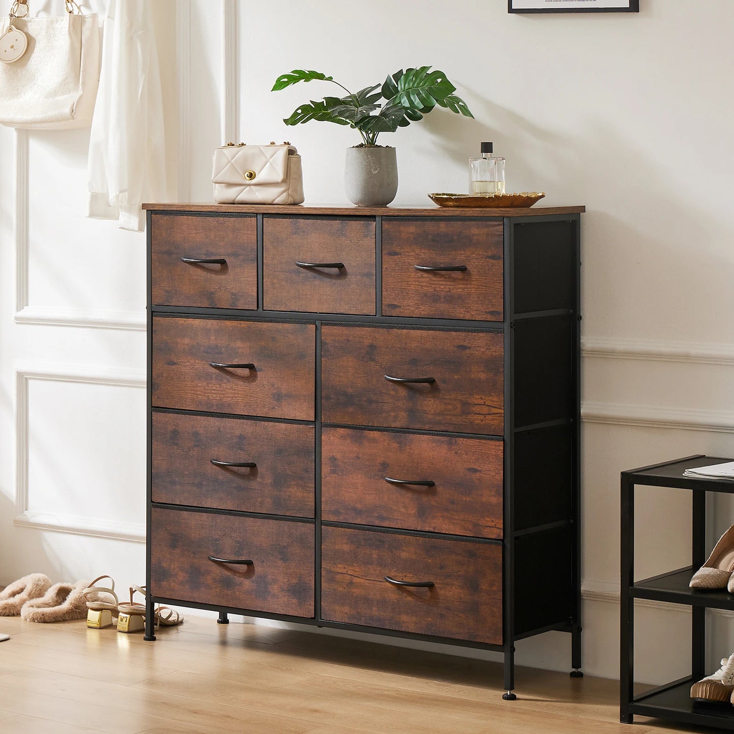 9 Drawer Dresser. comes in White, Brown, Grey, and Black