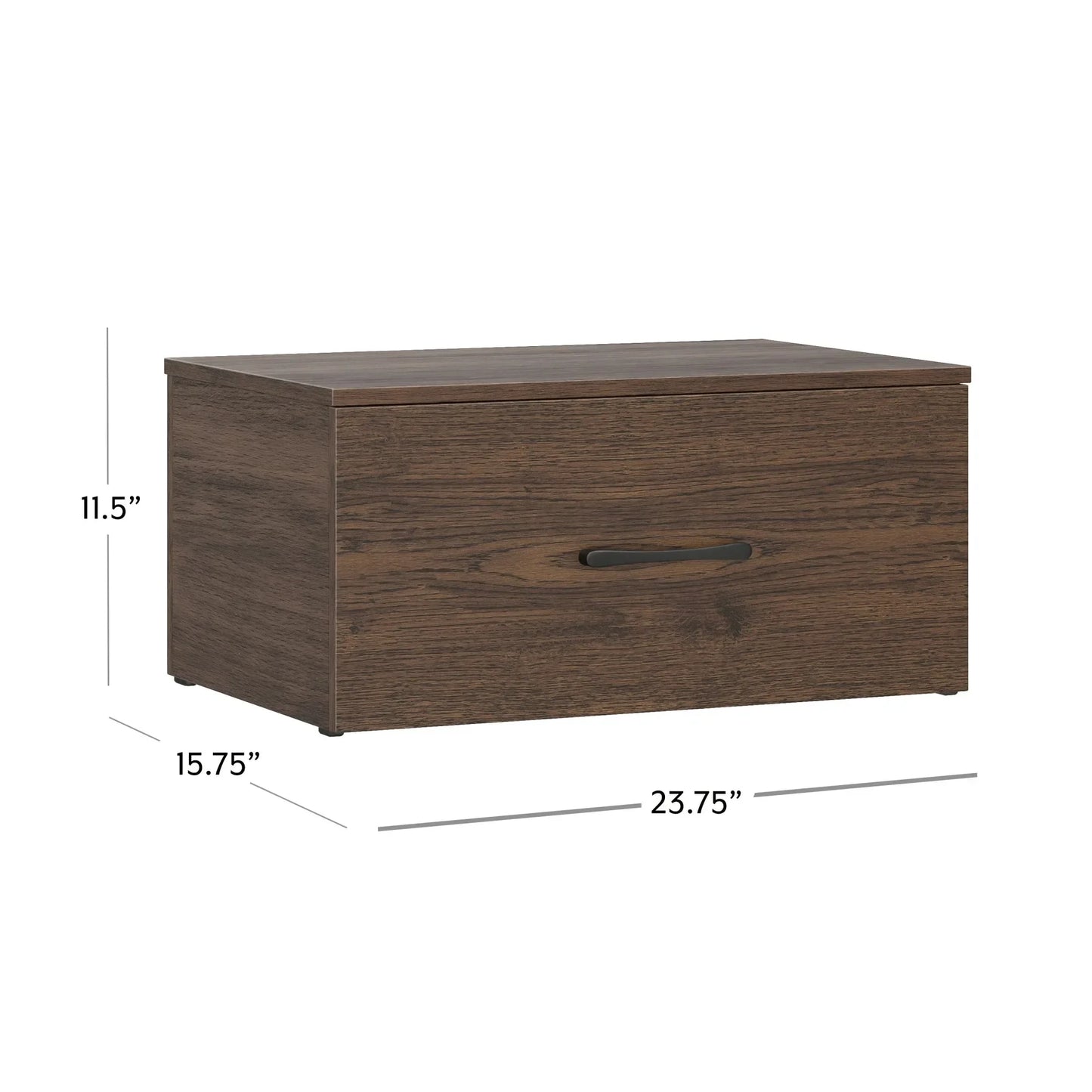 One Drawer Modular Storage System, Walnut,11.5H x 23.75W x 15.75D