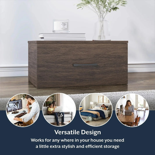 One Drawer Modular Storage System, Walnut,11.5H x 23.75W x 15.75D