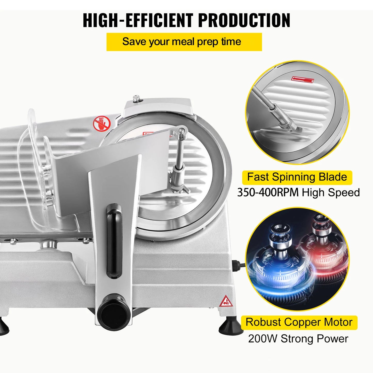 8/10 Inch adjustable Thickness Deli Meat and Cheese Slicer.