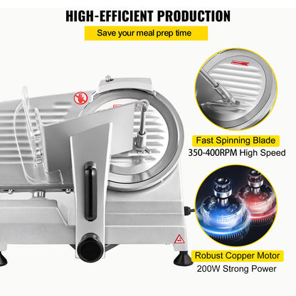8/10 Inch adjustable Thickness Deli Meat and Cheese Slicer.
