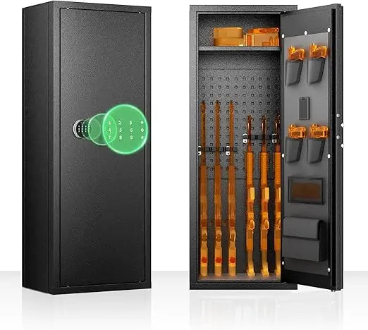 10 Rifle Fireproof Gun Safe with 4 Pistol Pouches and Top Shelf with Password Lock