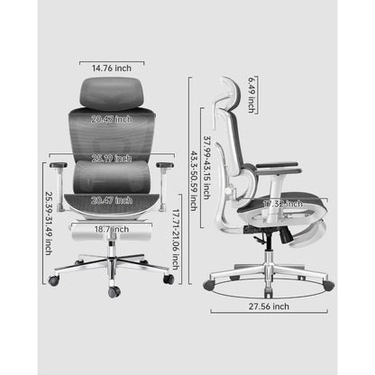 Big and Tall Ergonomic Office Chair with 3D Adjustable Armrests Adjustable Lumbar Support and High Back,