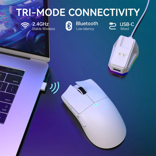 Lightweight Wireless Gaming Mouse with RGB Backlight Charging to 22K DPI, PAW3311 Optical Sensor