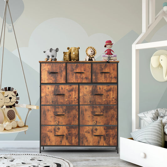 9 Drawer Dresser. comes in White, Brown, Grey, and Black