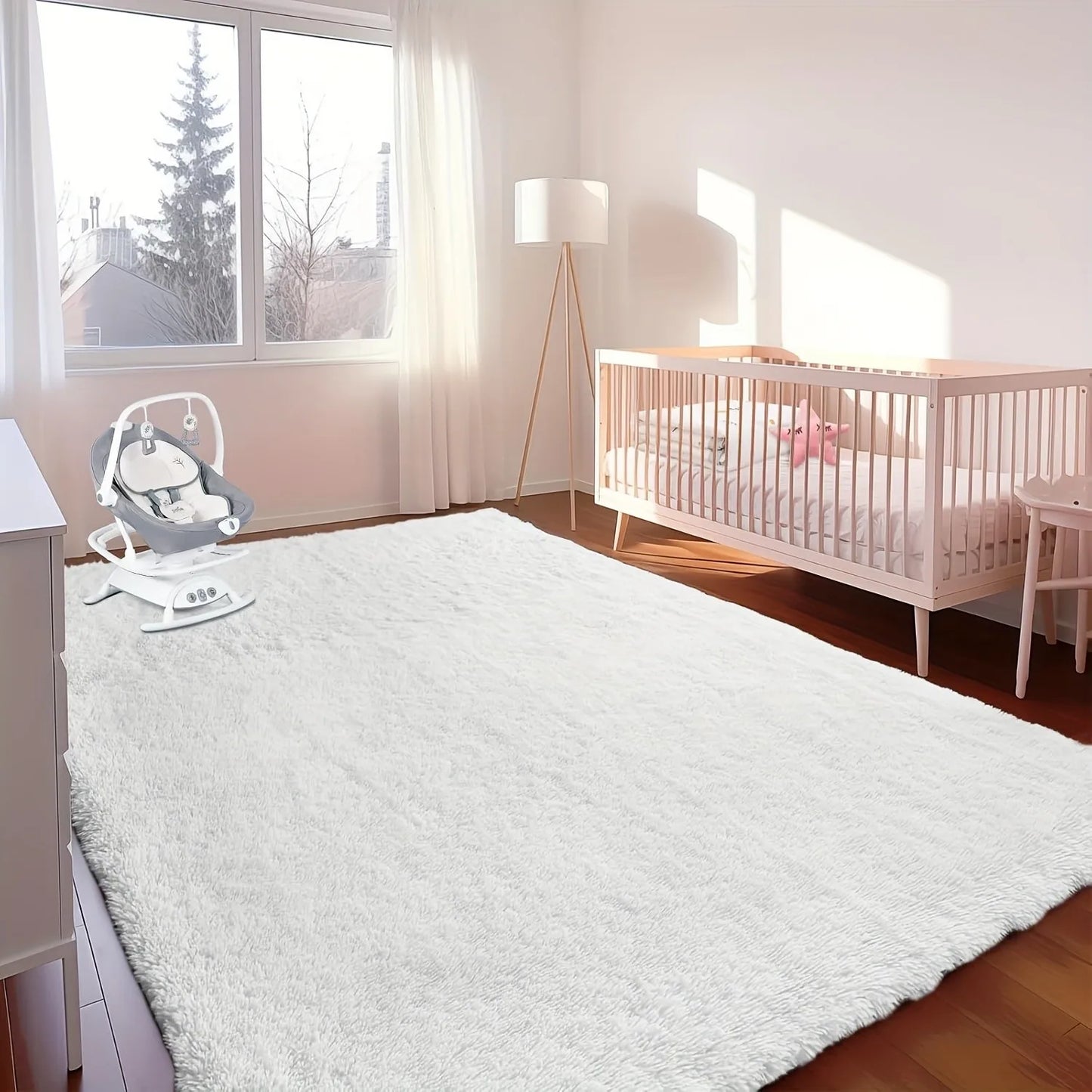 Large Fluffy Non-Slip Machine Washable Plush Area Rug.