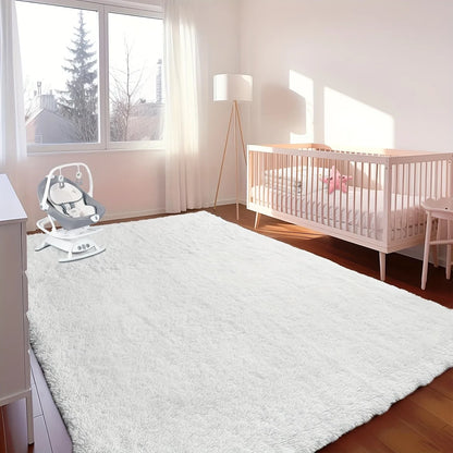 Large Fluffy Non-Slip Machine Washable Plush Area Rug.