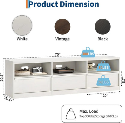 Modern TV Stand with Open Shelving & Storage Drawer
