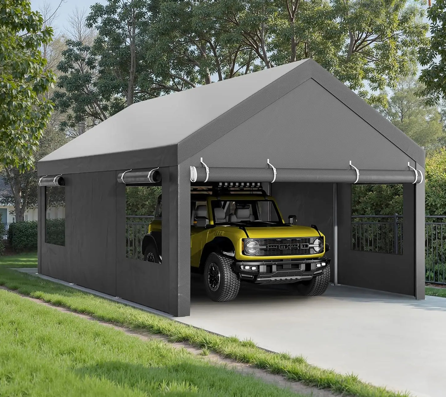 12x20 ft Heavy Duty Portable Garage with Roll-up Windows