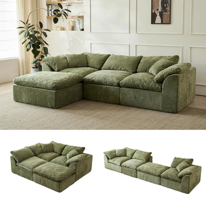 109" L-Shaped Modular Sectional with Ottoman.