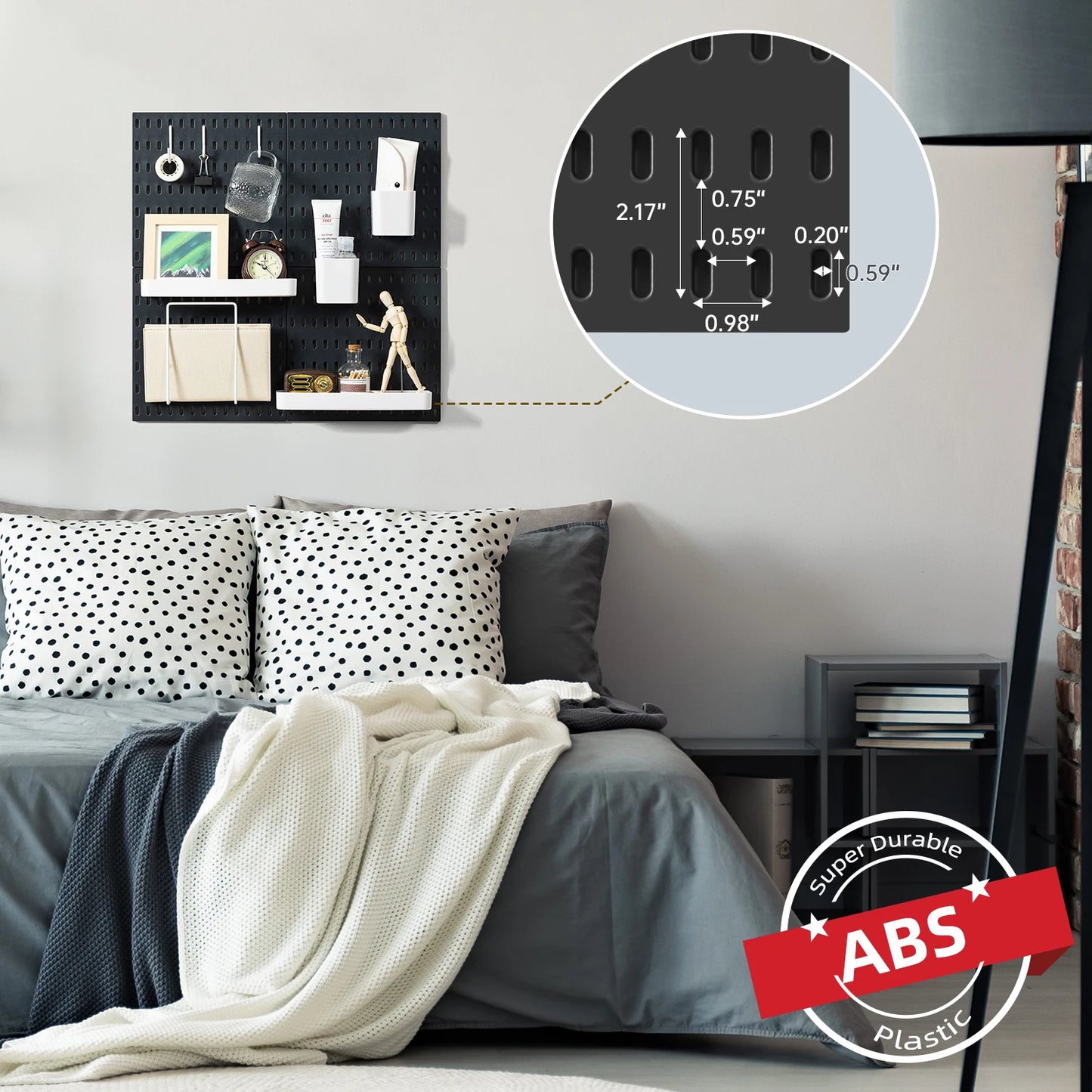 4 Piece 22" x 22" Black Pegboard Wall Organizer Kit