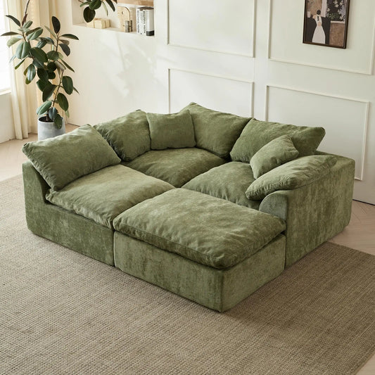 109" L-Shaped Modular Sectional with Ottoman.