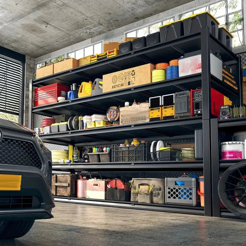 Heavy-Duty Garage Rack, 3500-Pound Capacity, Five-Tier Shelving.