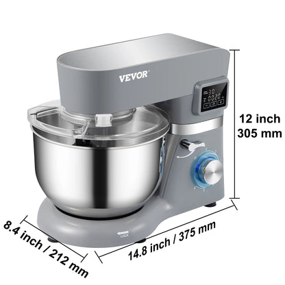 Electric Stand Mixer with 6 Speeds LCD Screen 5.8 Qt Stainless Steel Bowl