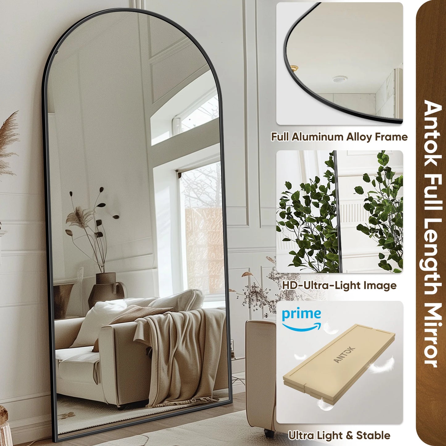 76"x34" Full Length Mirror - Freestanding Full Body Mirror with Stand