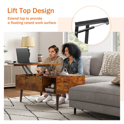 Lift Top Coffee Table with Adjustable Storage Shelf and Easy Lift or Lower