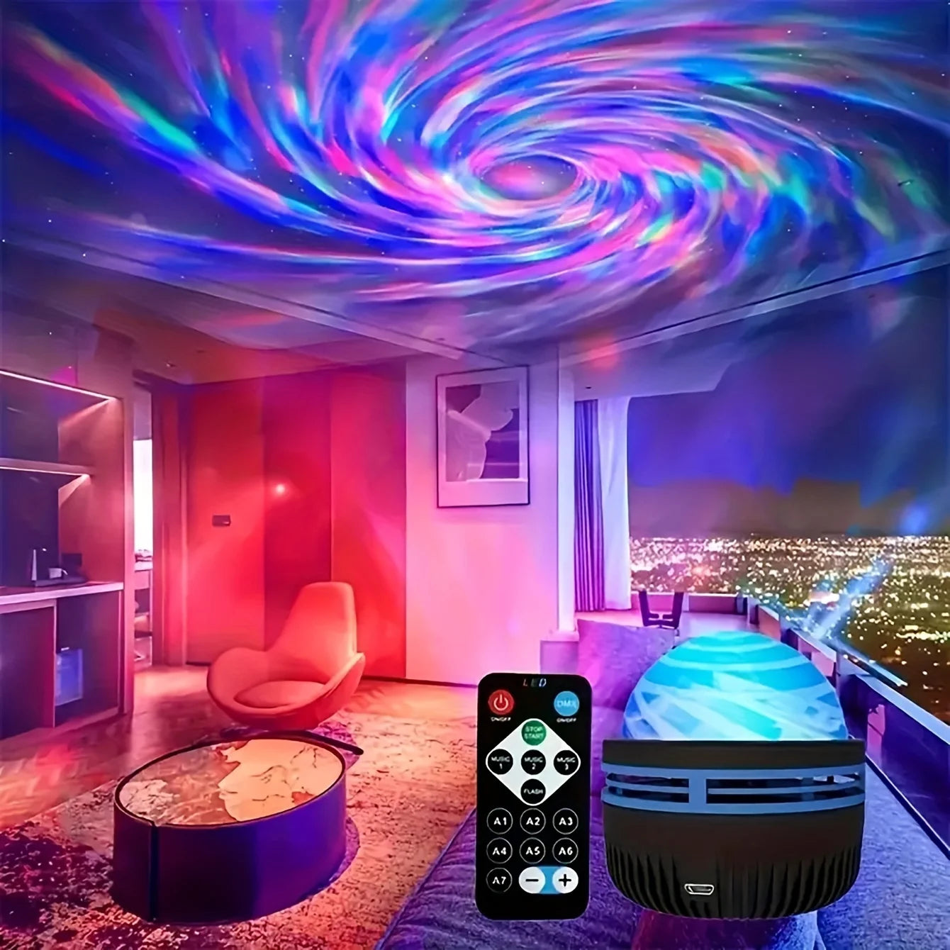 LED Galaxy Projector Night Light with Remote Control