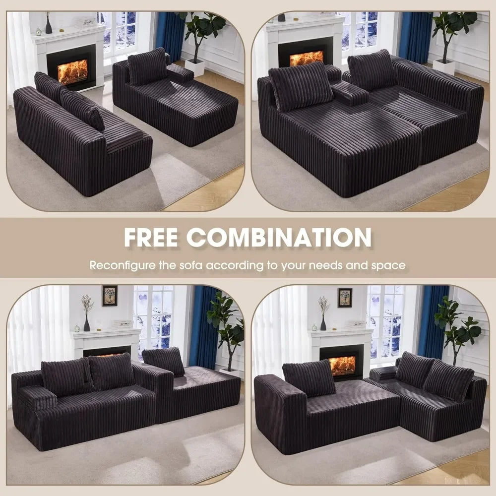 Modular Sectional Sofa Couch, L-Shape Memory Foam, Oversize Chaise Living Room Furniture Set