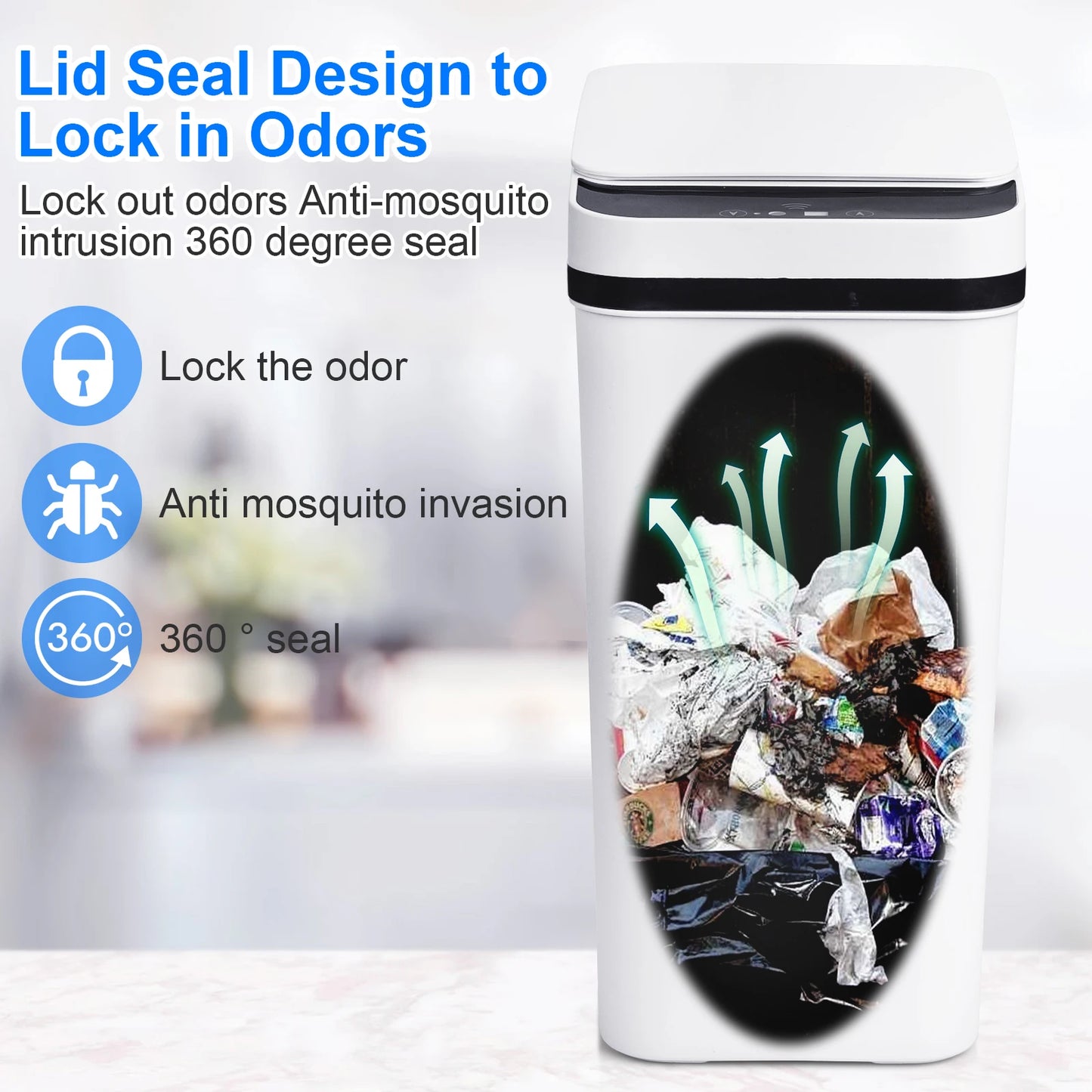2 Pack 12L Touchless Motion Sensor Bathroom Automatic Trash Cans