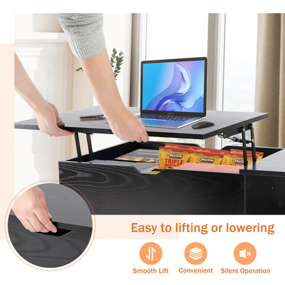 Lift Top Coffee Table with Adjustable Storage Shelf and Easy Lift or Lower