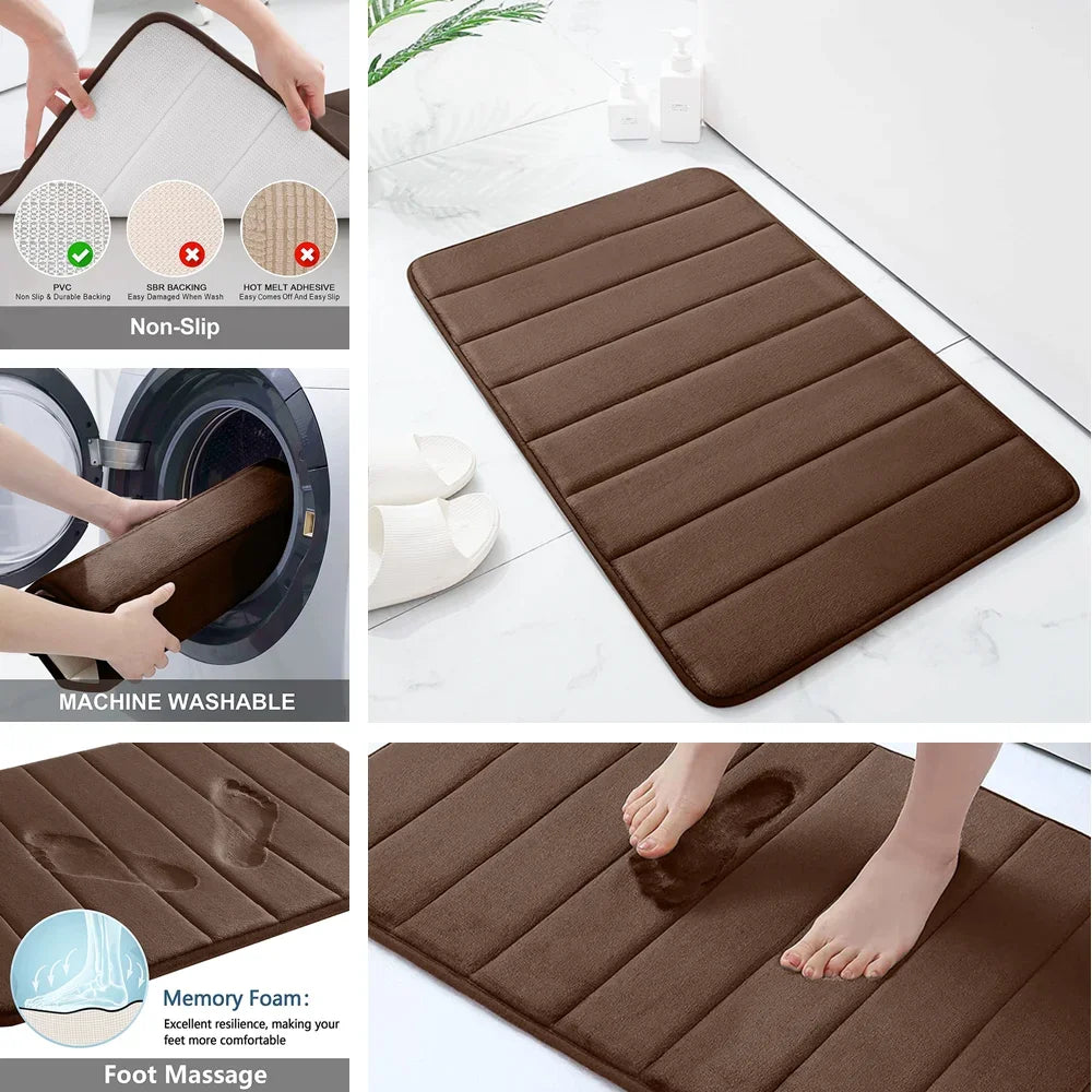Super Absorbent Bathmat Memory Foam Carpet Non-Slip Bathroom Rug
