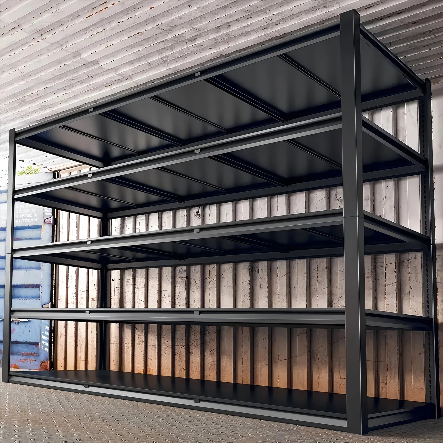 Heavy-Duty Garage Rack, 3500-Pound Capacity, Five-Tier Shelving.