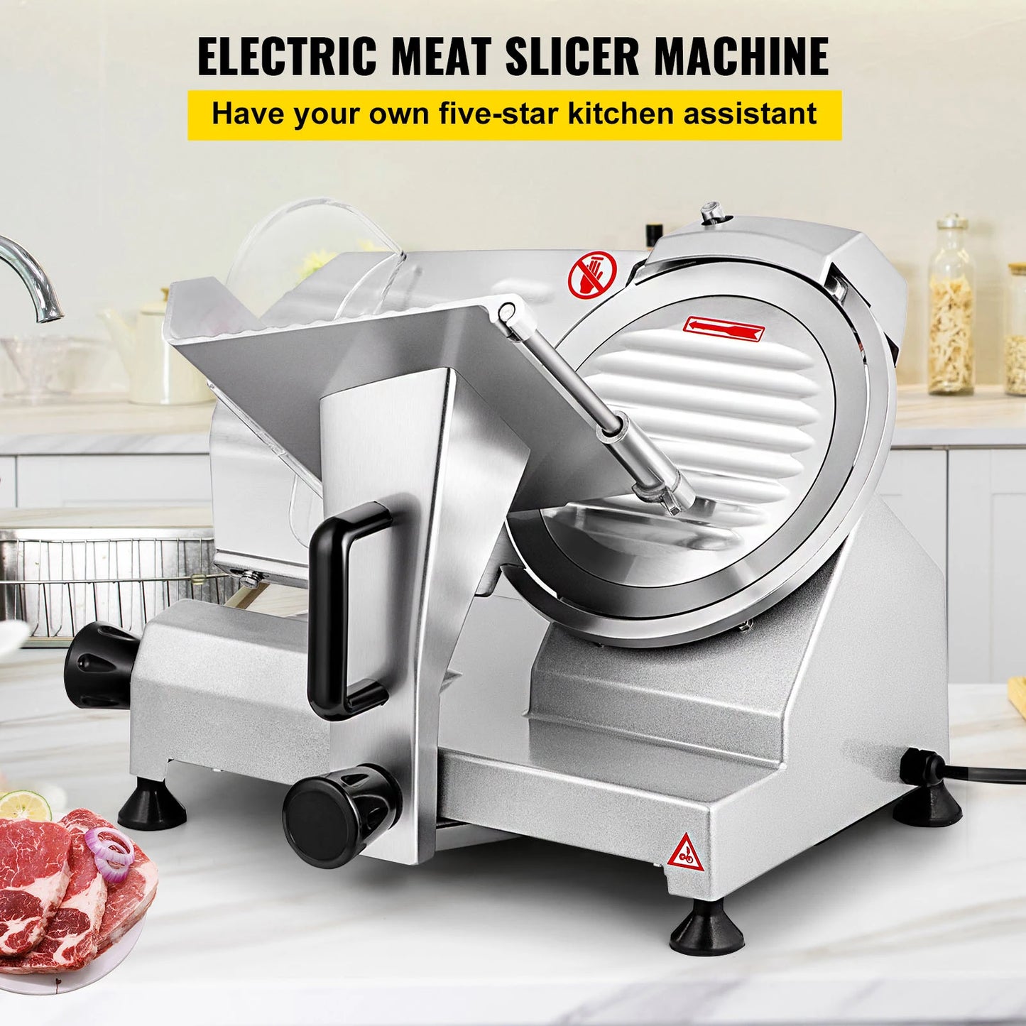 8/10 Inch adjustable Thickness Deli Meat and Cheese Slicer.