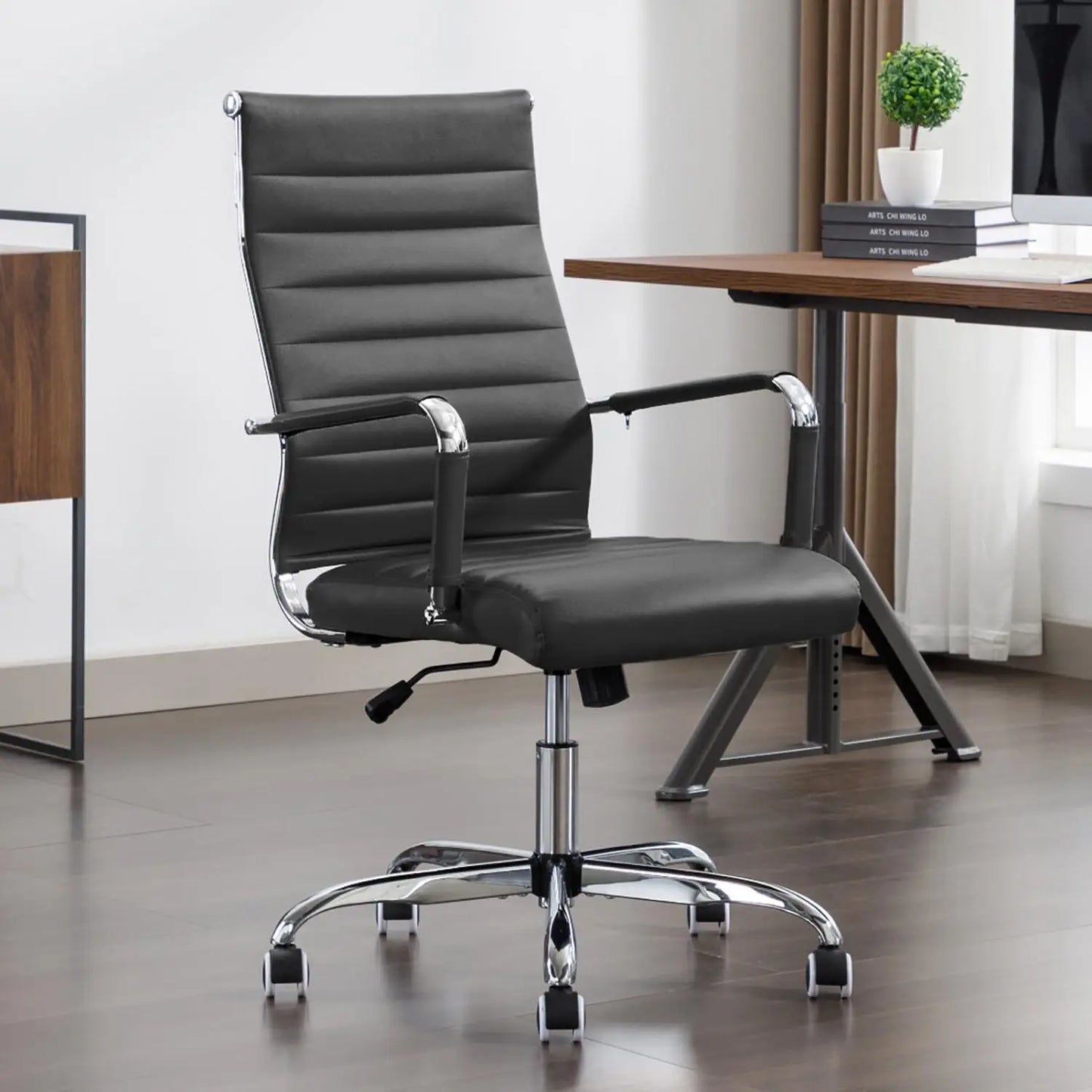 Leather Office Desk / Conference Room Chairs with Wheels, Executive Modern High Back