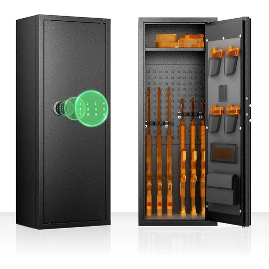 10 Rifle Fireproof Gun Safe with 4 Pistol Pouches and Top Shelf with Password Lock